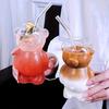4 Stück Gläser mit Strohhalm Cartoon-Bär Kaffeetassen Transparentes Glas Bärenbecher Geburtstag Weihnachtsgeschenke für Frauen Kinder Trinkgeschirr