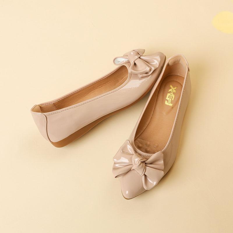 Women's Flats Shoes Solid color Pointed Toe Slip On Patent Leather Woman Shoes Casual Foldable Non-slip Ladies Loafers WSH5331