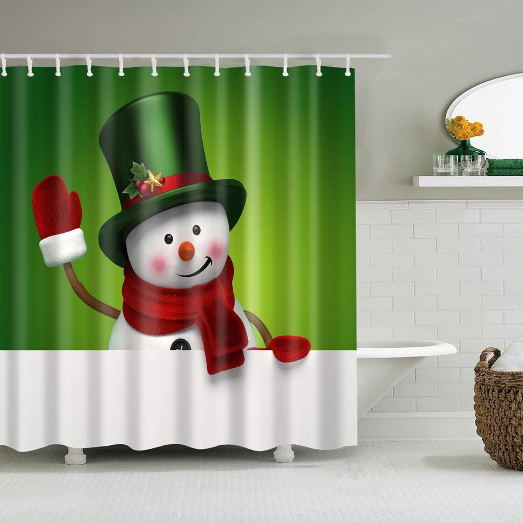 Waterproof Merry Christmas Bathroom Shower Curtains Snowman Santa Bell Elk Pattern Bath Curtain for Bathroom Home Decor