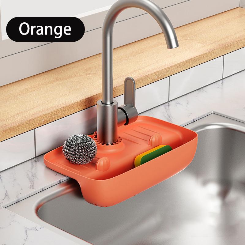 

Faucet Splash Proof Drain Rack Sink Drainage Mat Rubber Anti Slip Countertop Pad Kitchen Cloth Sponge Wipe Drain Storage Rack оранжевый