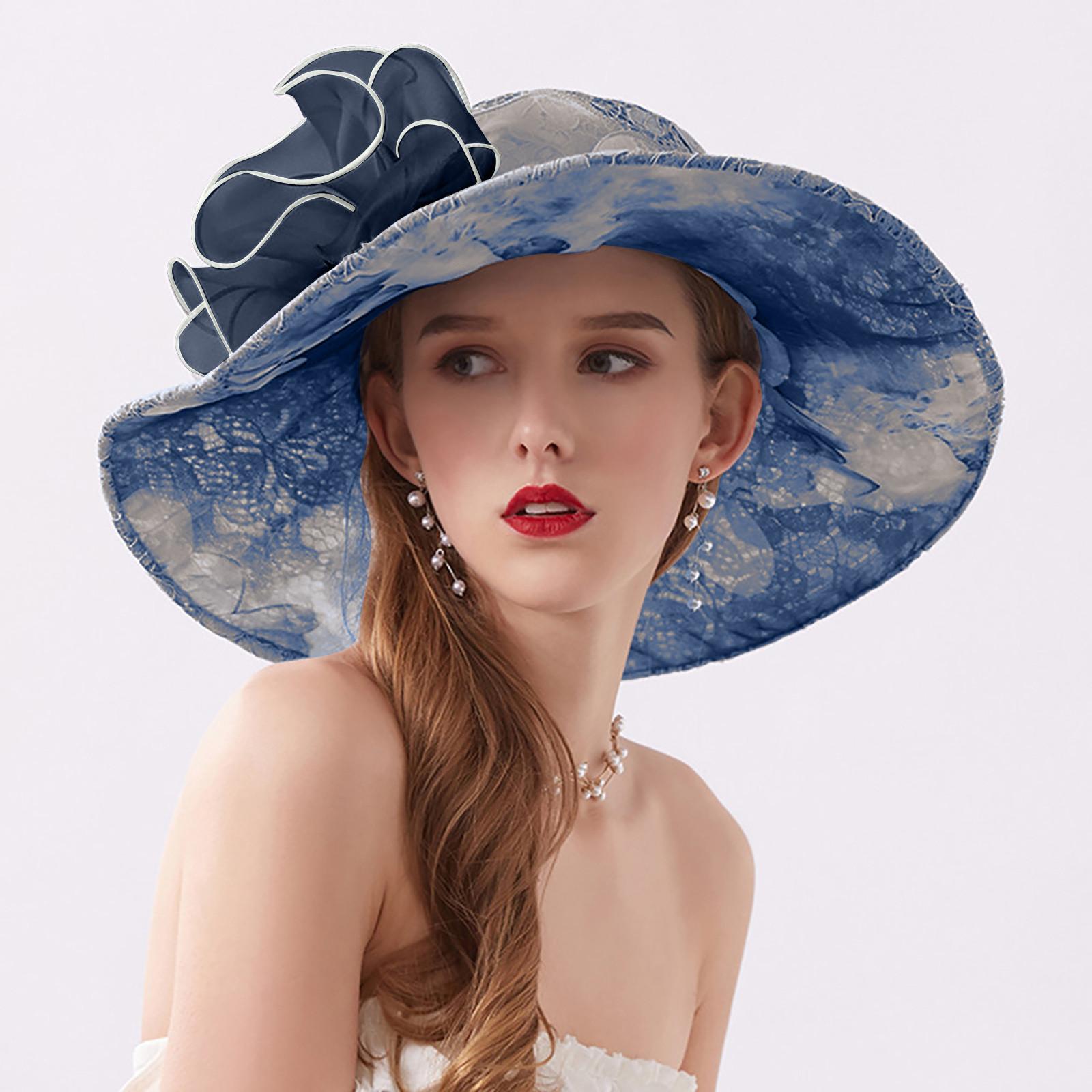 

Женская органза, церковный чародей, свадебное чаепитие, свадебная шляпа с цветком one size тёмно-синий