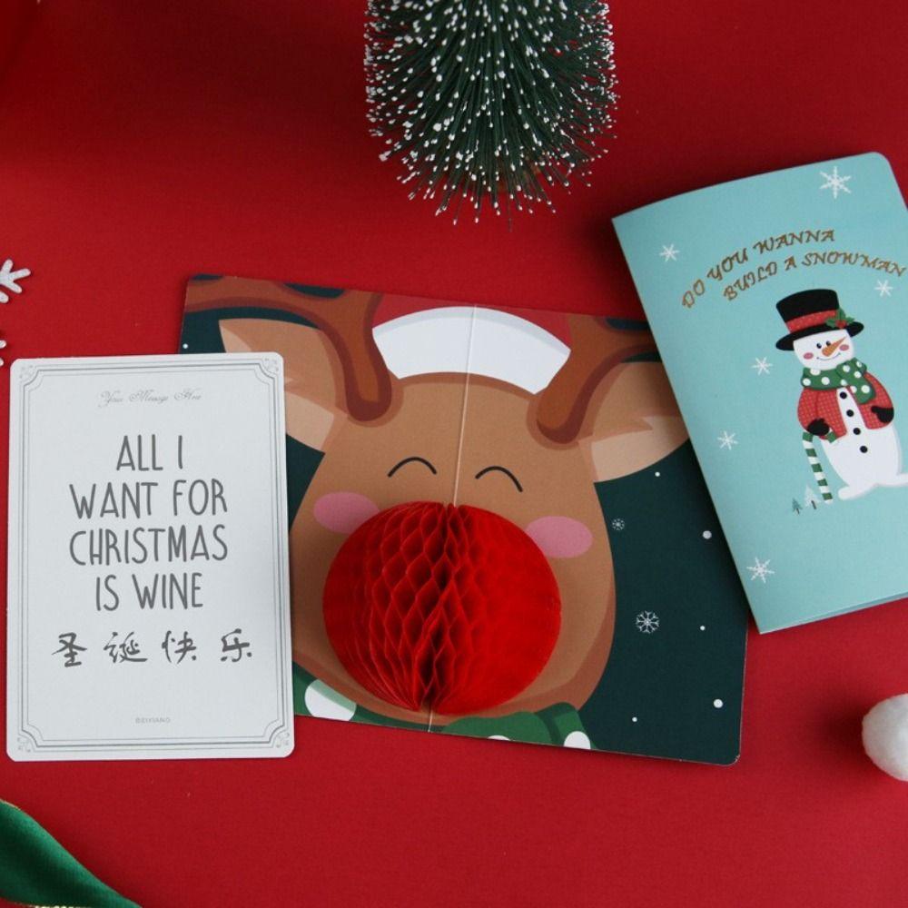 Christmas 3D Pop Up Thank You Cards Blessing Cards Christmas Postcard Greeting Cards With Envelope
