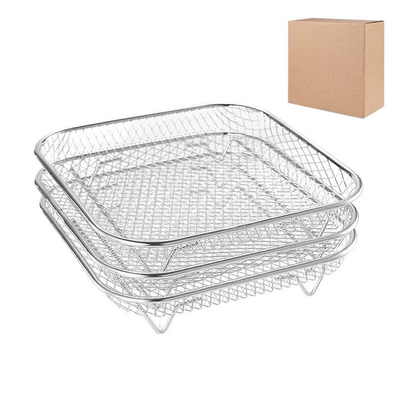 Edelstahl Drei-Schichten Heißluftfritteuse Dörrgerät Rack
