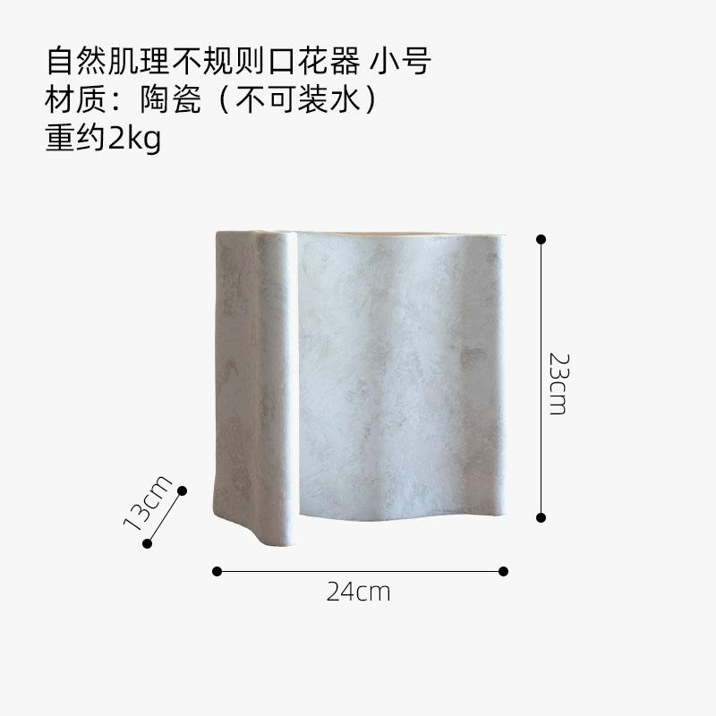 Ceramic Vase Fold Folding Art Flat Shape Handmade Ceramic Handicrafts Square Mouthpiece Home Decoration Accessories