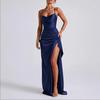 Spring new women's clothing, Europe, America, fashionable and elegant solid color split suspender dress