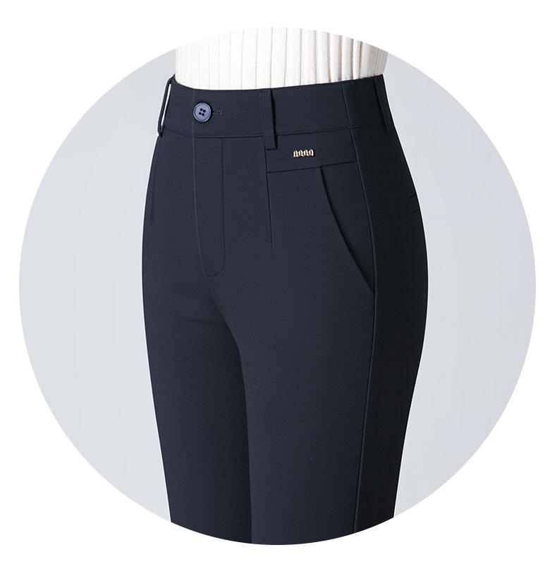 Saidel Women's Plus Size Straight-Leg Casual Pants - Slimming Baguette Style for Spring & Autumn 2025
