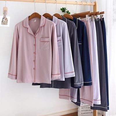 Trousres Pajamas Suit for Women's Spring and Autumn Knitted Cotton Long Sleeve Homewear Thin Women's Sleepwear Pajamas Set