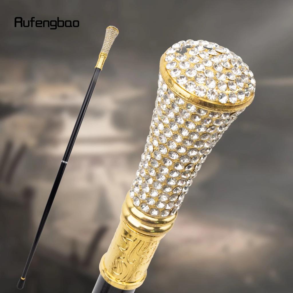 White Artificial Diamond Walking Cane Fashion Decorative Walking Stick Gentleman Elegant Cosplay Cane Crosier 92.5cm