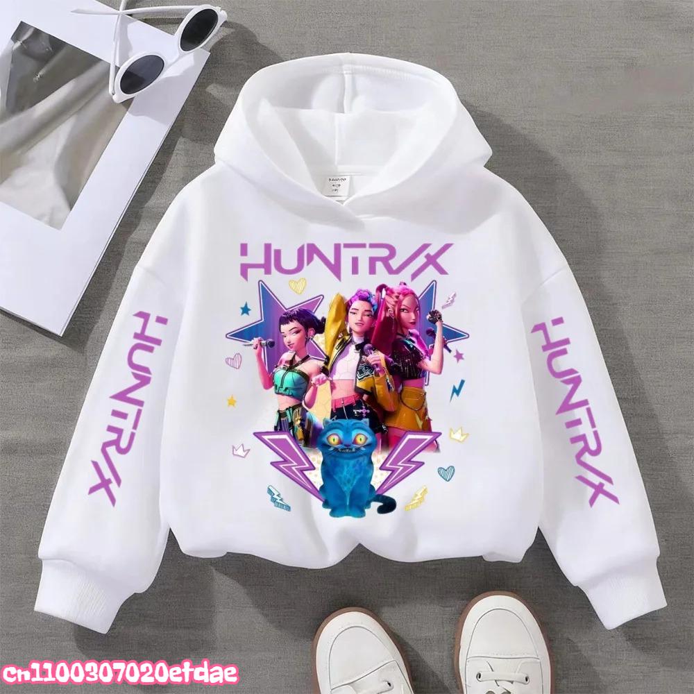 KPop Demon Hunters Cute Print Boys Girls Hooded Sweatshirt Children's Fall and Winter Casual Fashion Warm Pullover Sweatshirt