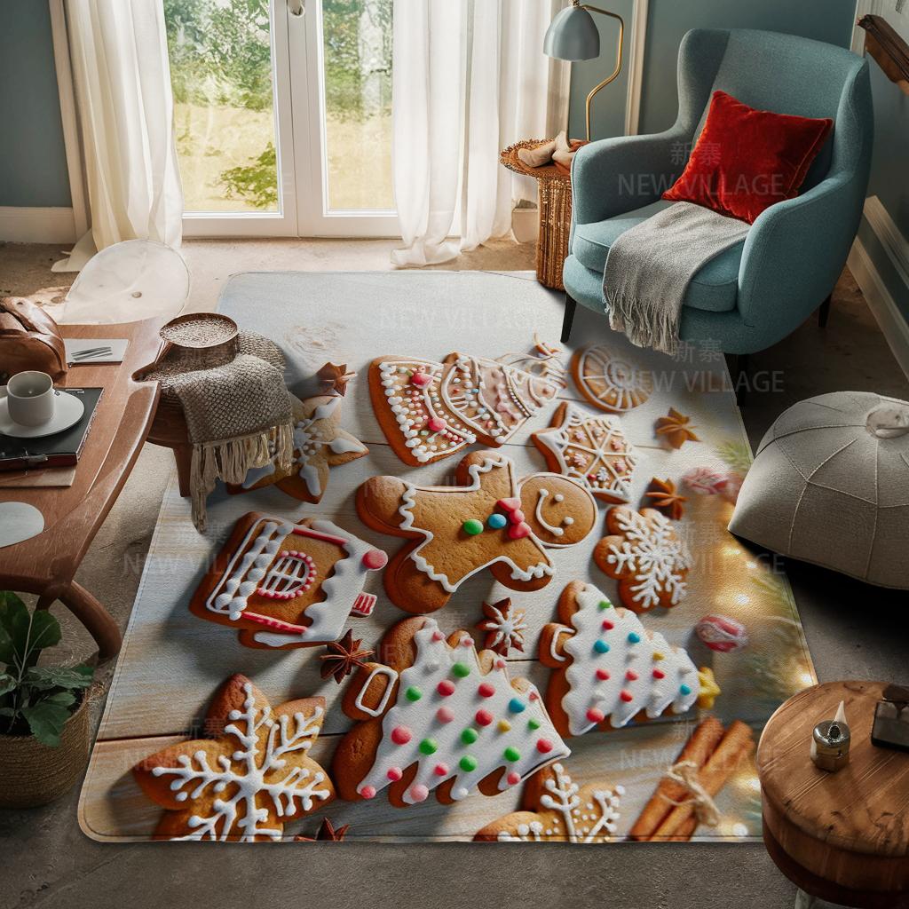 House Entrance Carpet Home Door Mat Living Room Bath Foot Bathroom Non-slip Water Absorption Rugs Bath Merry Christmas Winter