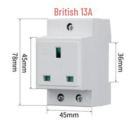 

Модульна розетка живлення на DIN-рейку - США 15А, Великобританія 13А, Французька коробка