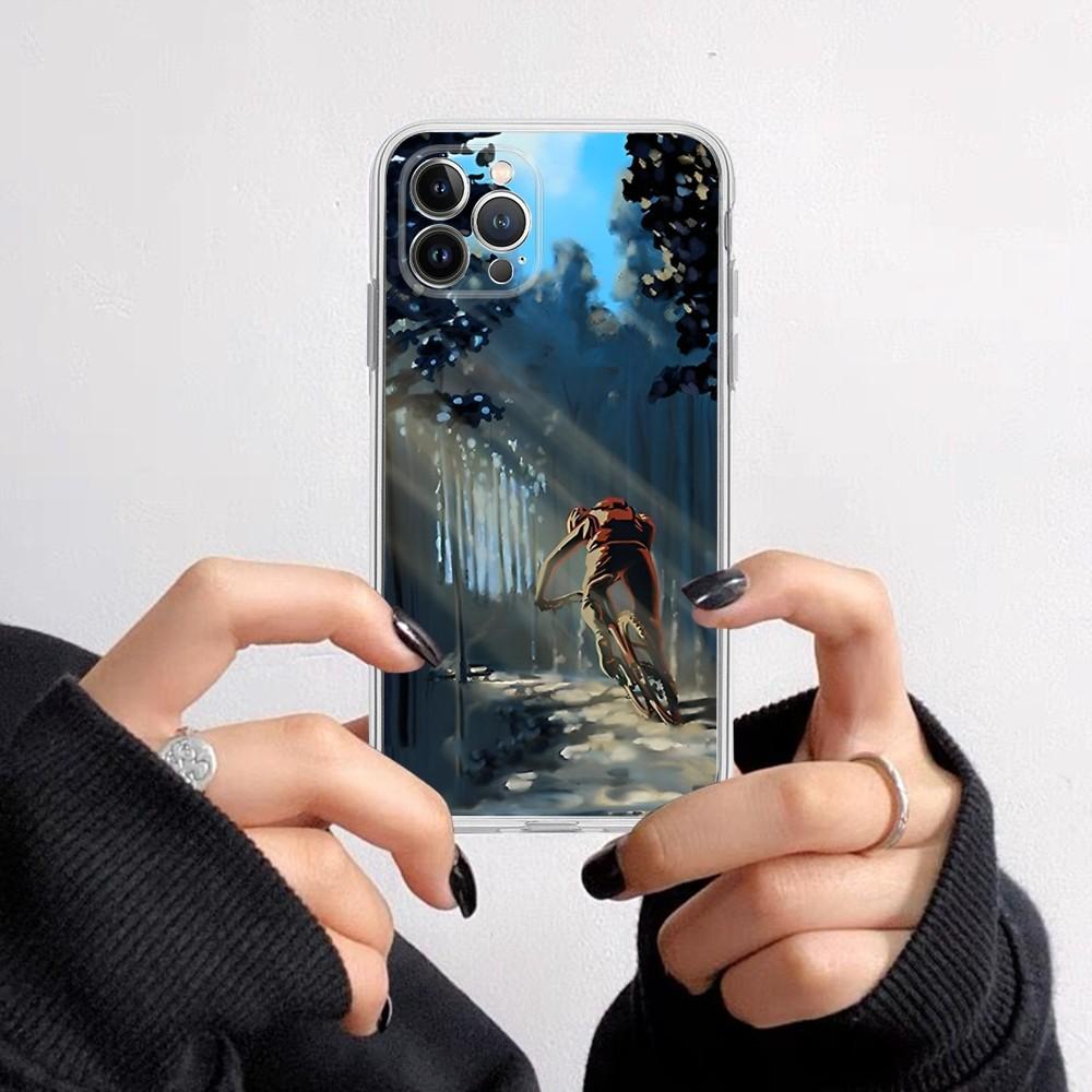 Bike Cycling art Phone Case For iPhone 11 12 13 14 Mini Pro Max XR X XS TPU Clear Case For 8 7 6 Plus SE 2020
