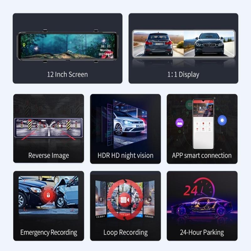 11.26 Inch 4K 3840*2160P Car DVR Dash Cam WIFI GPS APP WDR Rear View Mirror 1080P Car Camera Video Recorder Park Monitor