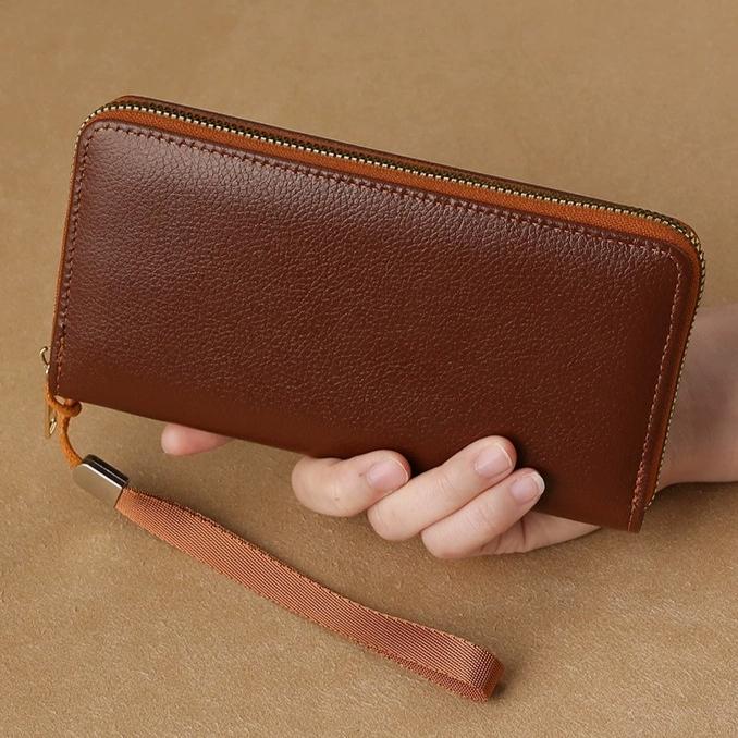 Men's PU Leather Long Wallet With Zipper Coin Purse Pocket Money Clip Clutch Vintage Large Capacity Male Short Money Purse Card Holder