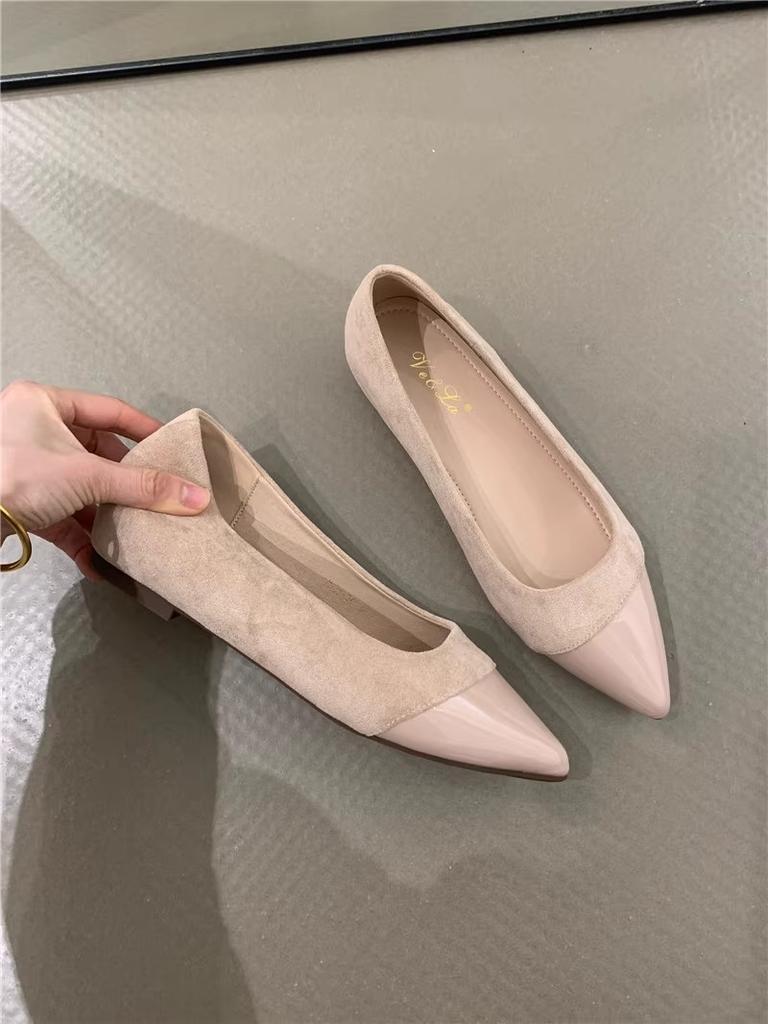 2025 spring new French temperament pointed Mary Jane single shoes women's shoes stiletto high-heeled splicing high-heeled single shoes