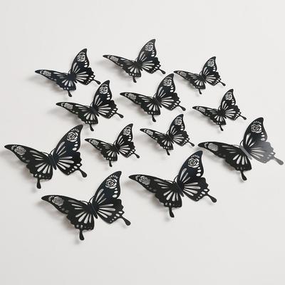 Black 3D Butterfly Wall Stickers for Living Room, Holiday, or Wedding Decoration