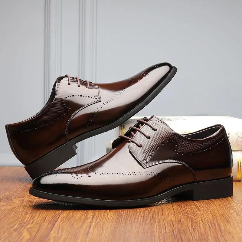 Fashion Man Split Leather Shoes Rubber Sole Man Business Office Male Dress Lether Shoes Genuine Leather Wedding Party Shoes Plus 48
