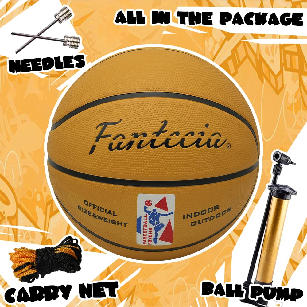 Fantecia Basketball Size 7 Rubber Basketball for Junior - Indoor/Outdoor (Ideal Players)