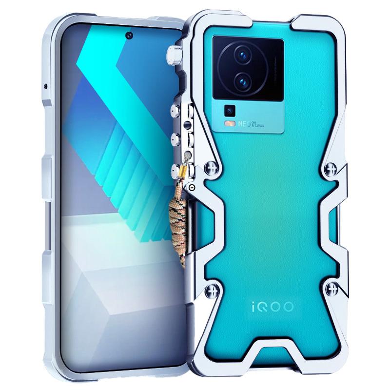

Для vivo iQOO Neo7 5G/Neo7 SE 5G/Neo7 Racing 5G/Neo7 Speed 5G/Neo8 5G/Neo8 Pro 5G Чехол Металлический чехол для телефона из алюминиевого сплава с ремешком Silver