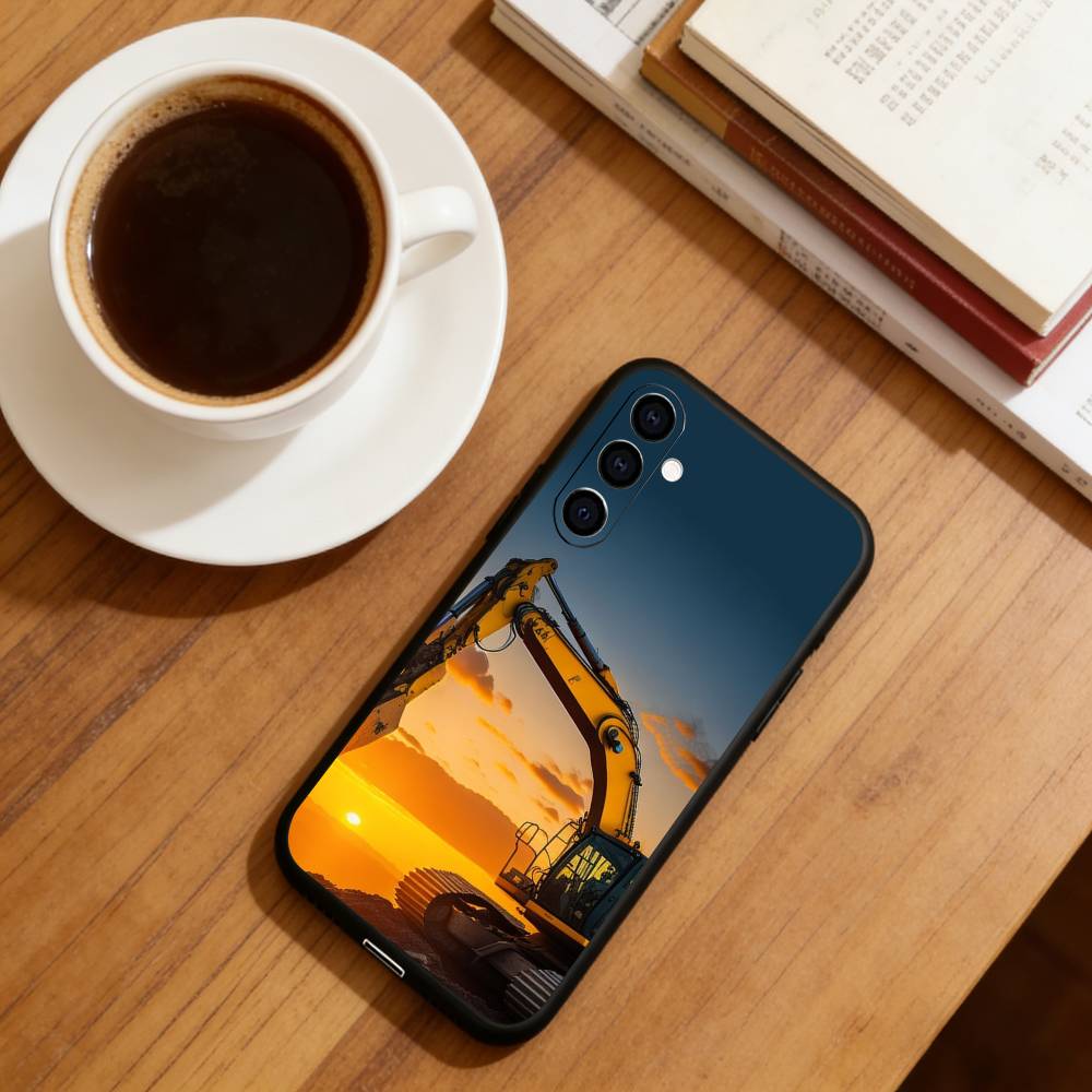 Classic Excavator Phone Case For Samsung Galaxy A73,A72,A71,A70,A53,A52,A51,Soft Silicone Black Cover