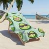 Kawaii Cartoon Avocado Microfiber Beach Towel 2D Flat Printed Sandproof Waterproof Cute Picnic Mat Travel Essentials Spring