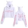 European Style Women's Cat Ear Cropped Hoodie with New Fashion Print