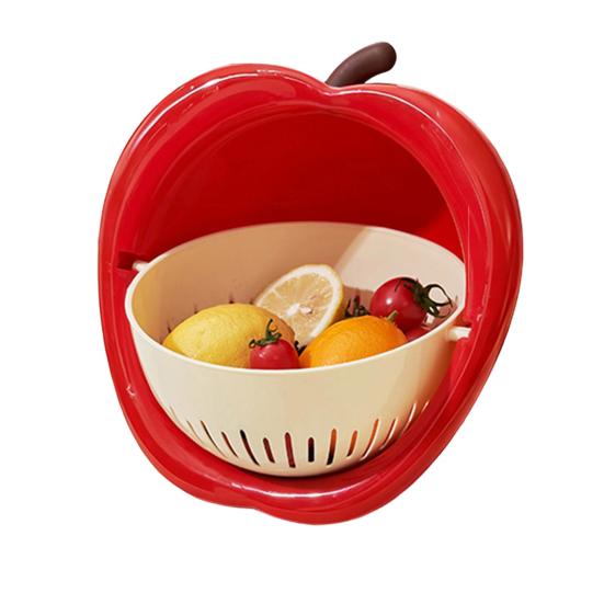 Vegetable Washing Basket Funny Large Capacity Strainer Double Layer Vegetable Fruit Colander Produce Basket Strainer for Rinsing Washing Berry