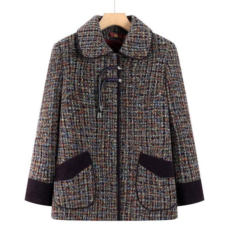 

Women s autumn and winter coats, piled and thickened old lady clothes, warm winter woolen tops 5XL [recommended 150-80kg] фиолетовый