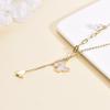 Elegant Seashell & Butterfly Titanium Necklace with Pearl Pendant for Women