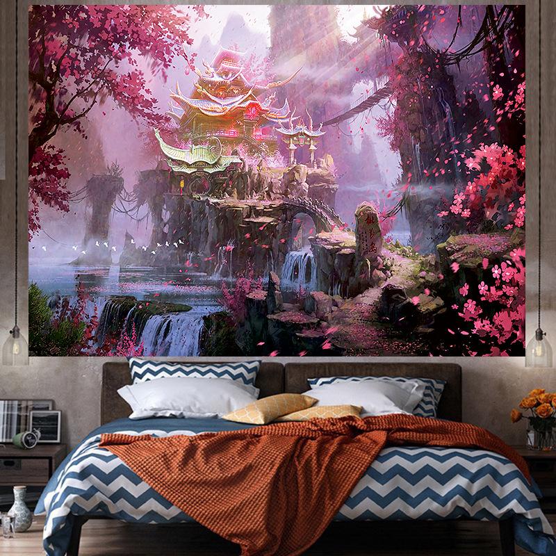 Fondo de tela para ventana, decorativo, estilo Ins, tapiz grande para colgar en la pared, tapiz Hippie geométrico, decoración de la habitación del hogar, decoración estética