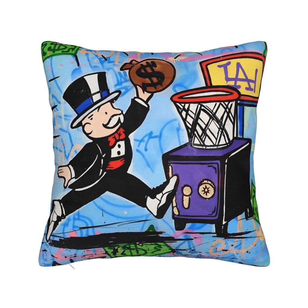 Alec Monopoly B Lucky Dragon Pillow Case Graphic Pillow Cover Retro Trendy Cushion Cover For Sofa Couch Bed Living Room