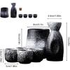 6 PCS Sake Set with Warmer, Japanese Traditional Ceramic Japanese Sake Cup Sets with Warmer, 1 Sake Pot, 4 Sake Cup and Warming Pot