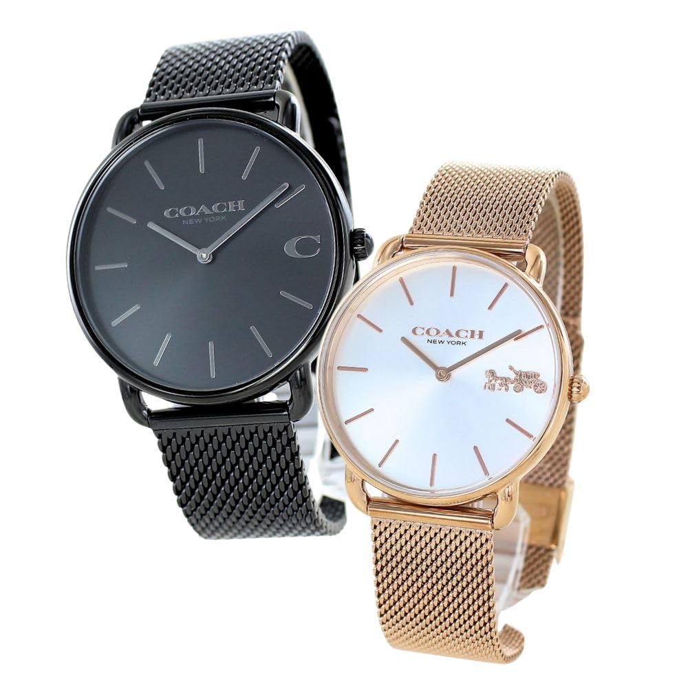 

and Elliott Pair Watches Slim Thin Stainless Steel Bracelet Black Rose Gold 1460272014504383 [Coach] Men s Women s [Item]