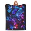 Purple Butterfly Flannel Blanket Watercolor Pattern Blanket Home Office Nap Blanket Air Conditioning Blanket