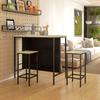 Bar Set, 2 Bar Stools & 1 Bar Table, Stain-Resistant, Sturdy, Steel Frame, Black/Oak