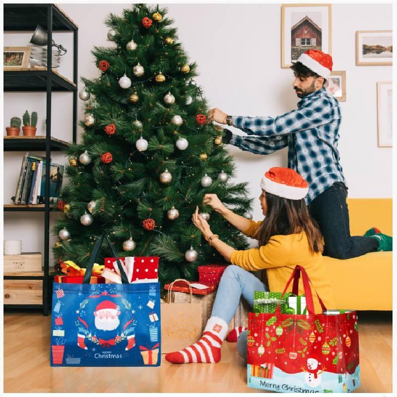 Christmas Santa Claus Snowman Gift Bags Storage Present Decorative Bag Handbag