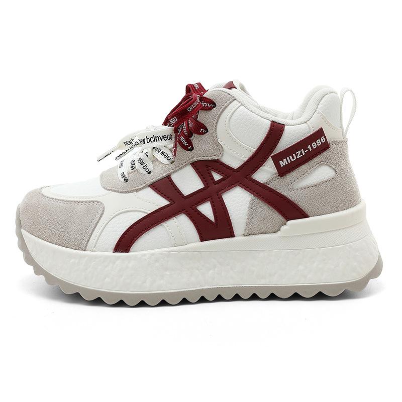 0 color matching women's new versatile mid-top sports shoes jogging shoes pair of shoelaces