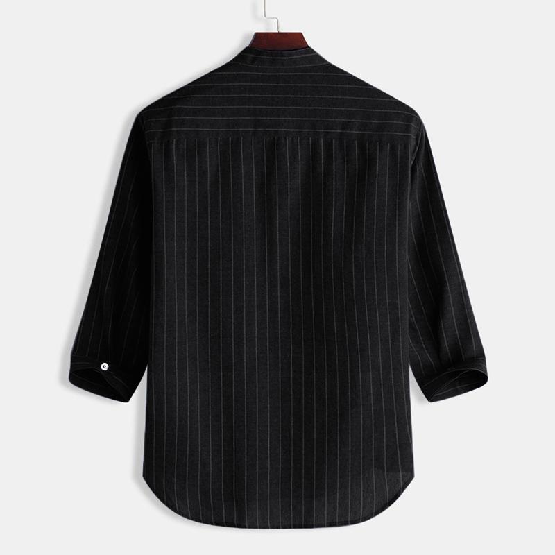 S-5XL Pánská košile s 3/4 rukávem s límečkem a límečkem pro volný čas