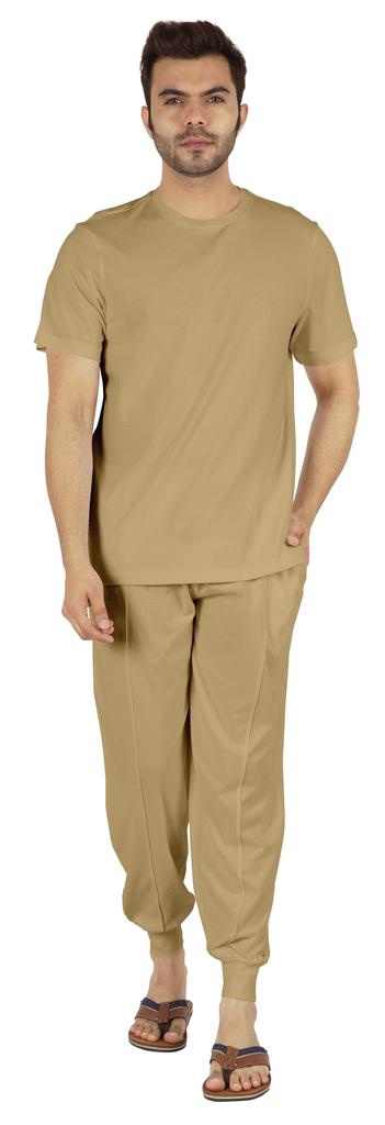 Inkmeso Solid Nightwear For Mens 2 Piece Sleepwear T-shirt And Pants Pajama Set Short Sleeve Pjs Loungewear