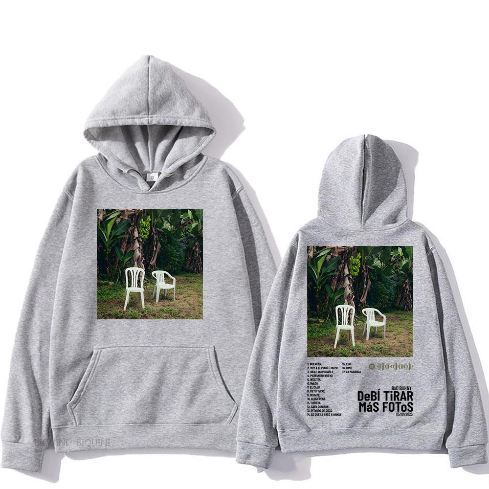 2025 Новый альбом Deb Tirar Ms Fotos DTMF Толстовки Bad Bunny Графический принт Толстовки Зимние повседневные топы XS серый 2090₽