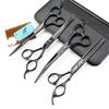 7.0" Black Grooming Scissors Set: 4-Piece Straight Shears with Comb