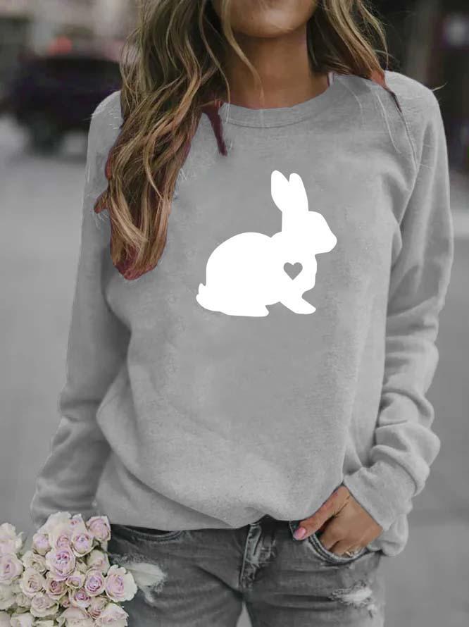 Women's Rabbit Print Round Neck Sweatshirt, 2026 Edition