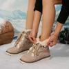 Large size snow boots for women's autumn and winter new velvet thickened lace-up warm new cotton boots for women