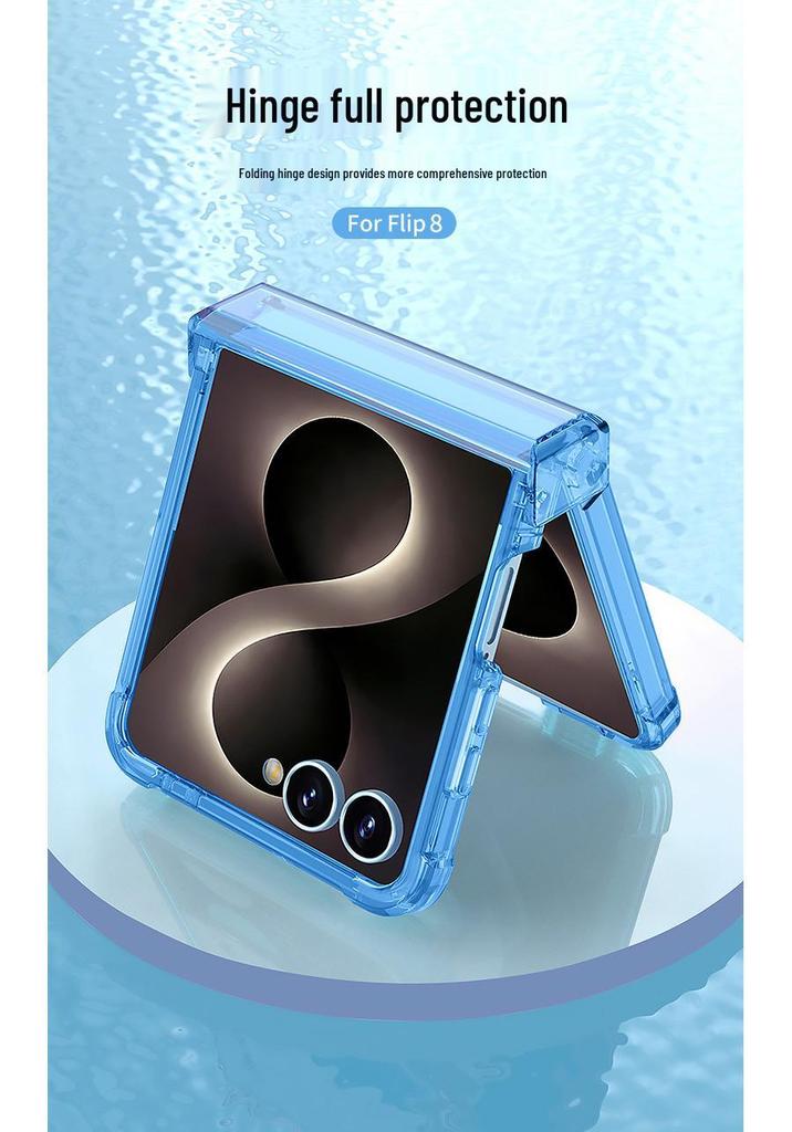Samsung Galaxy Z Flip 8 Transparent Airbag Case with Rotating Shaft and Full Coverage