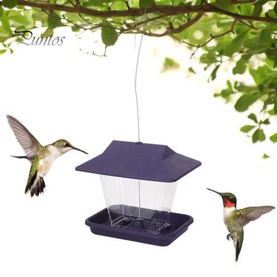 Bird Feeder with Drainage Holes Large Capacity Transparent Plastic Outdoor Wild Bird Hanging Feeders with Sloped Roof for Outside Garden Yard