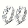 Korean Style Heart-Shaped Zircon Ear Studs and Hoops for Women
