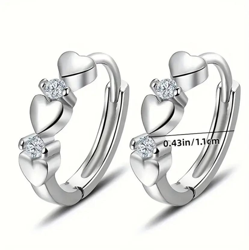 Korean Style Heart-Shaped Zircon Ear Studs and Hoops for Women