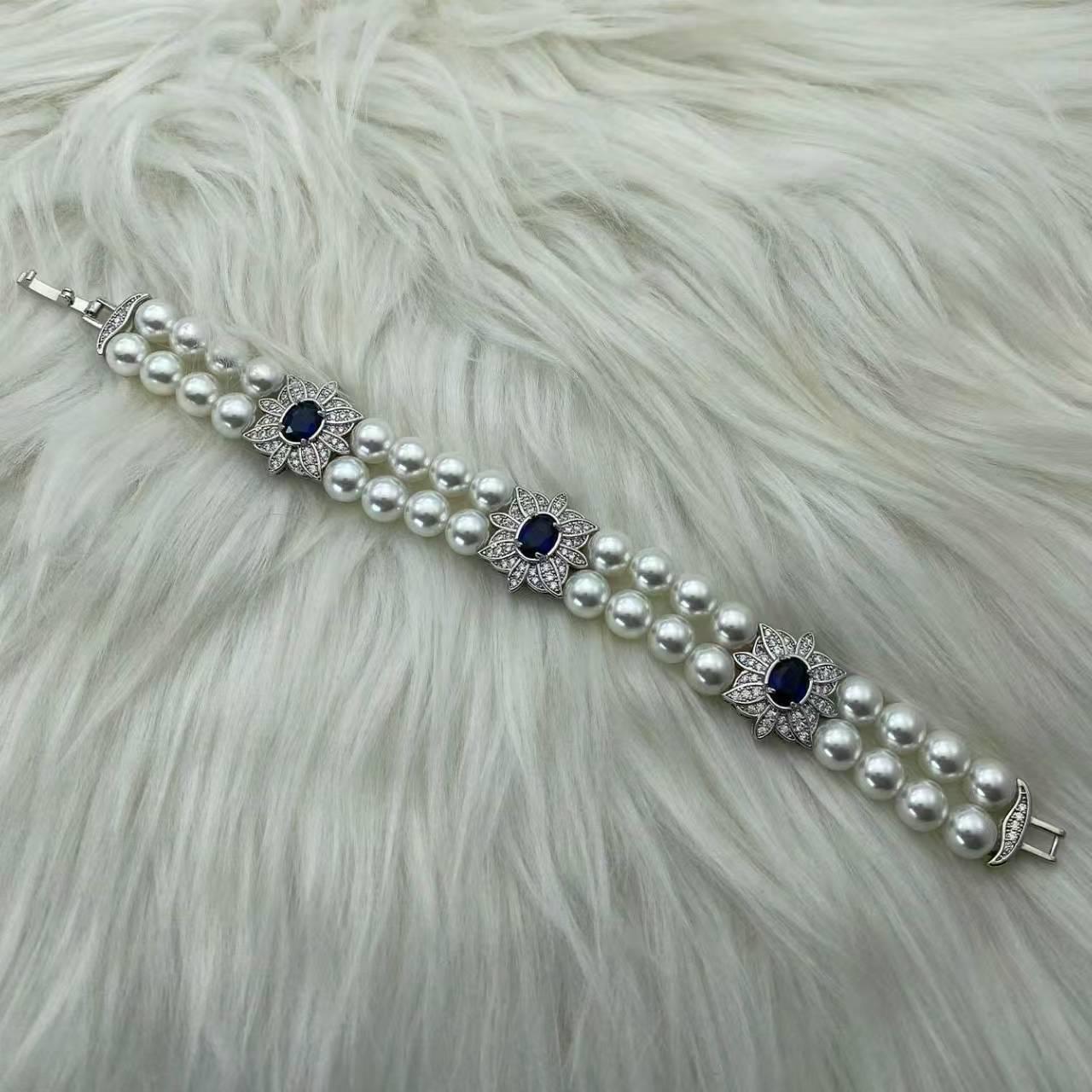 

Aquamarine Pearl Bracelet - Elegant Niche Design for Women, Perfect Bestie Birthday Gift синій/срібний