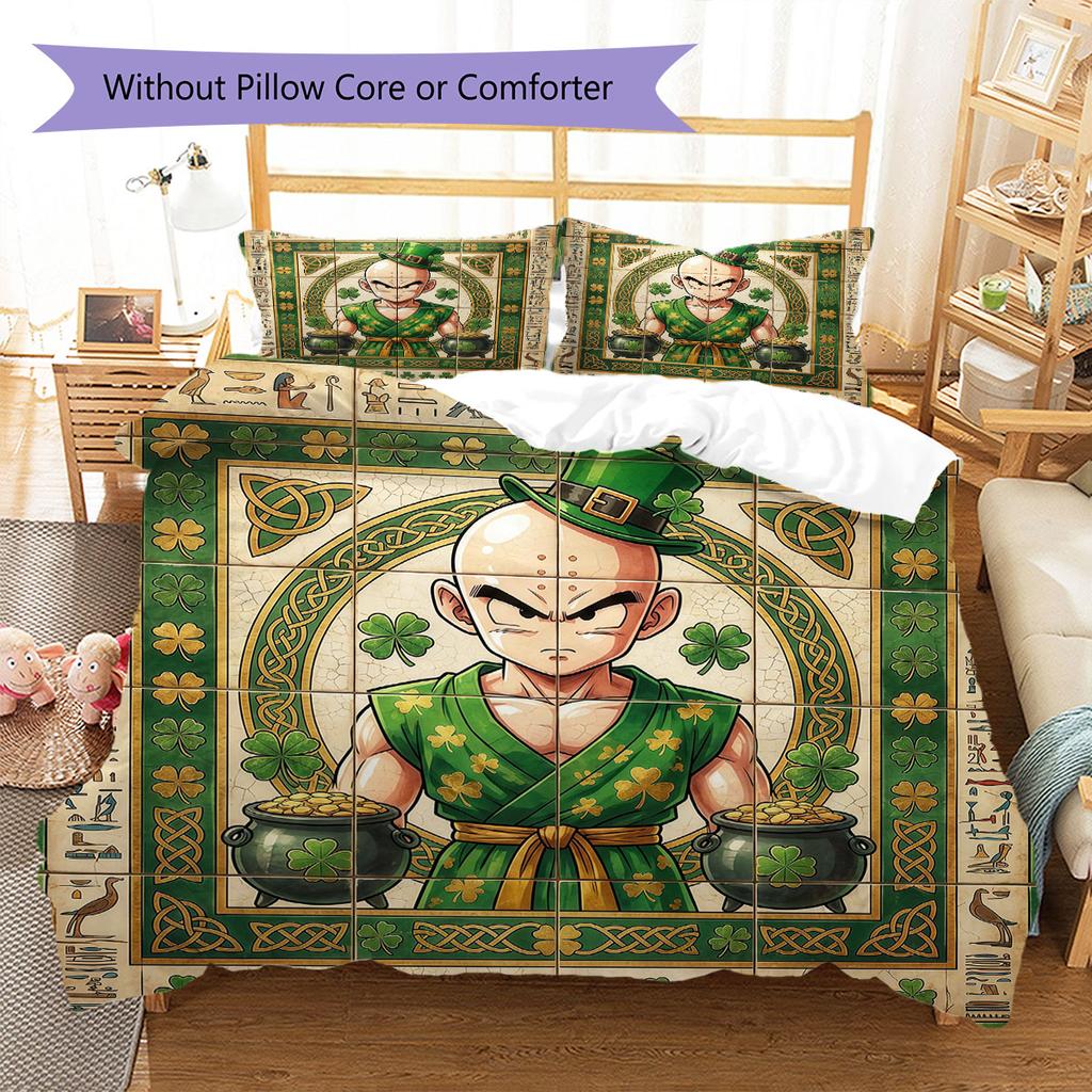 Dragon Ball Mural Pattern Bedding Quilt Set Quilt Cover Pillowcase Home Decoration Birthday Gift (1 * Duvet Cover + 2 * Pillowcase, Without Core)