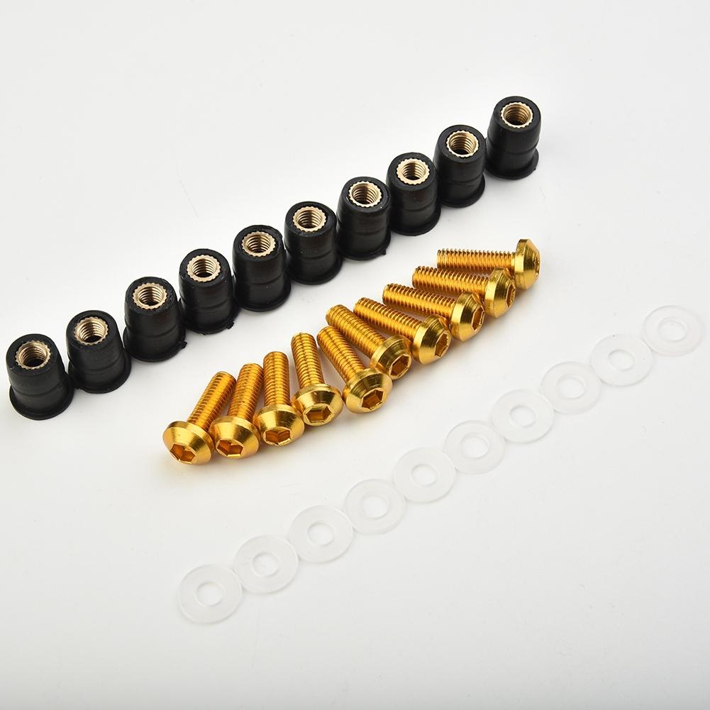 Piese Piuliță Parbriz de Înlocuire 10 buc Aluminiu Anodizat Motocicletă Cauciuc